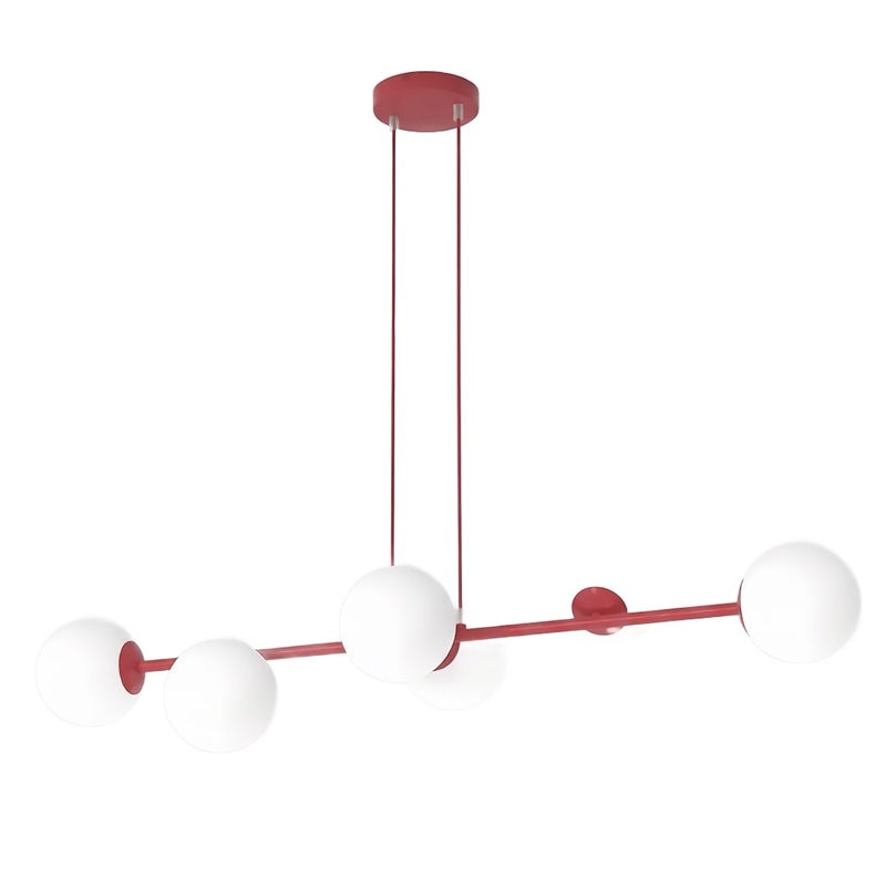 Lampa wisząca szklane kule na sticku MAGNUS burgundowo-biały 6xE14x10W szkło wym:100x110x30cm IP20 Emibig