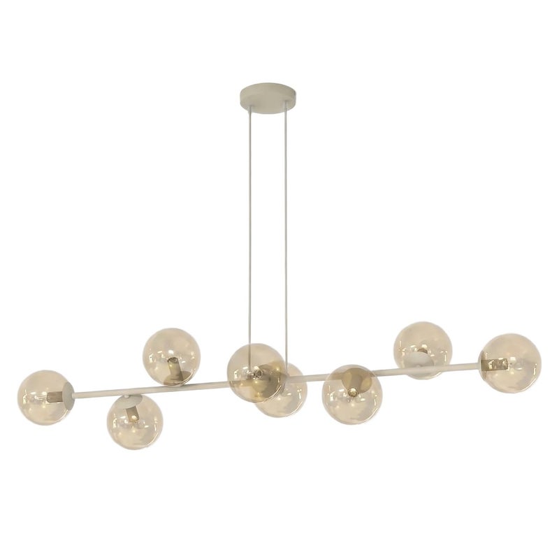 Lampa wisząca szklane kule na sticku MAGNUS beżowo-miodowy 8xE14x10W szkło wym:100x130x30cm IP20 Emibig