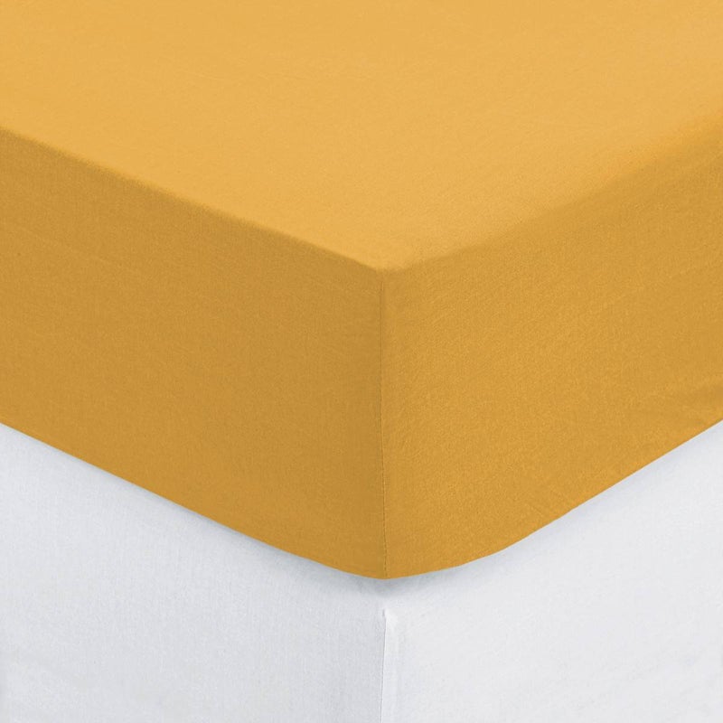 PRZEŚCIERADŁO Z GUMKĄ 90x190 cm zakładka 30 cm BAWEŁNA ochra