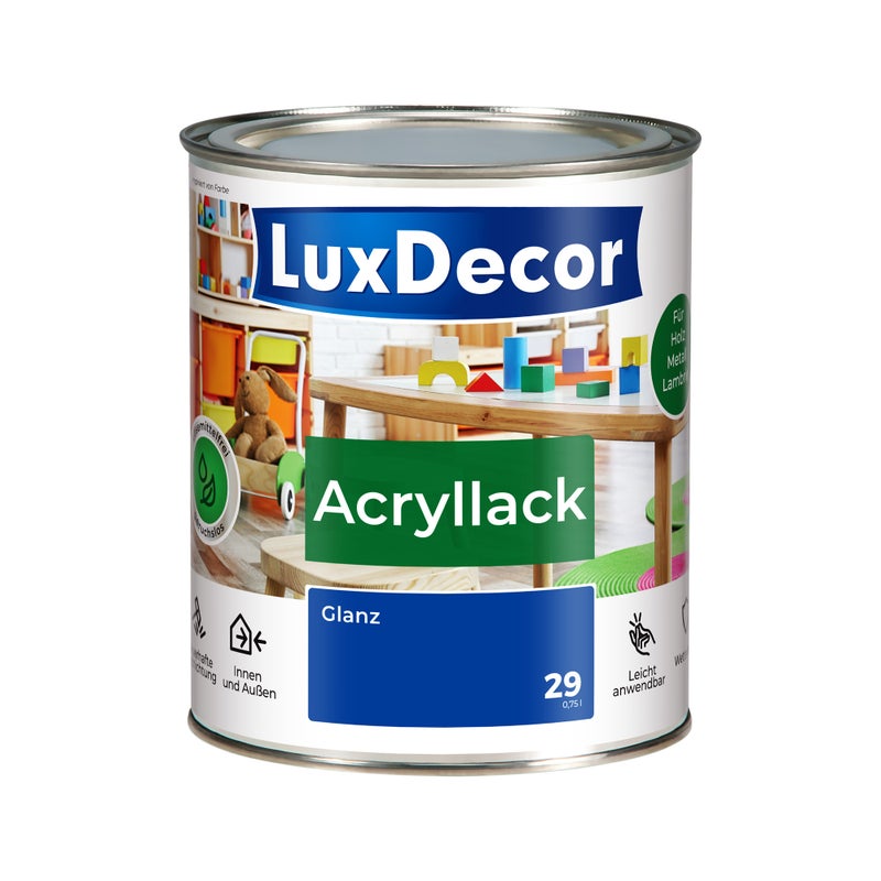 LUXDECOR Emalia akrylowa Lakier do metalu i drewna Połysk (29) Saphirfarbene Blumen 0,75 L