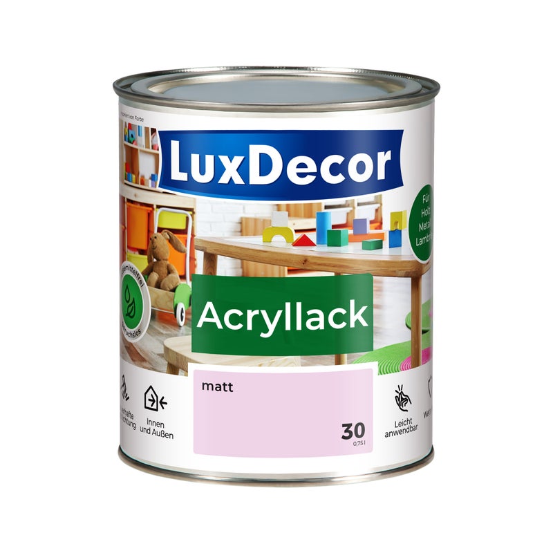 LUXDECOR Emalia akrylowa Lakier do metalu i drewna Mat (30) Rosa Flamingo 0,75 L