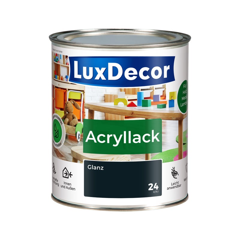 LUXDECOR Emalia akrylowa Lakier do metalu i drewna Połysk (24) Gehärteter Stahl 0,75 L