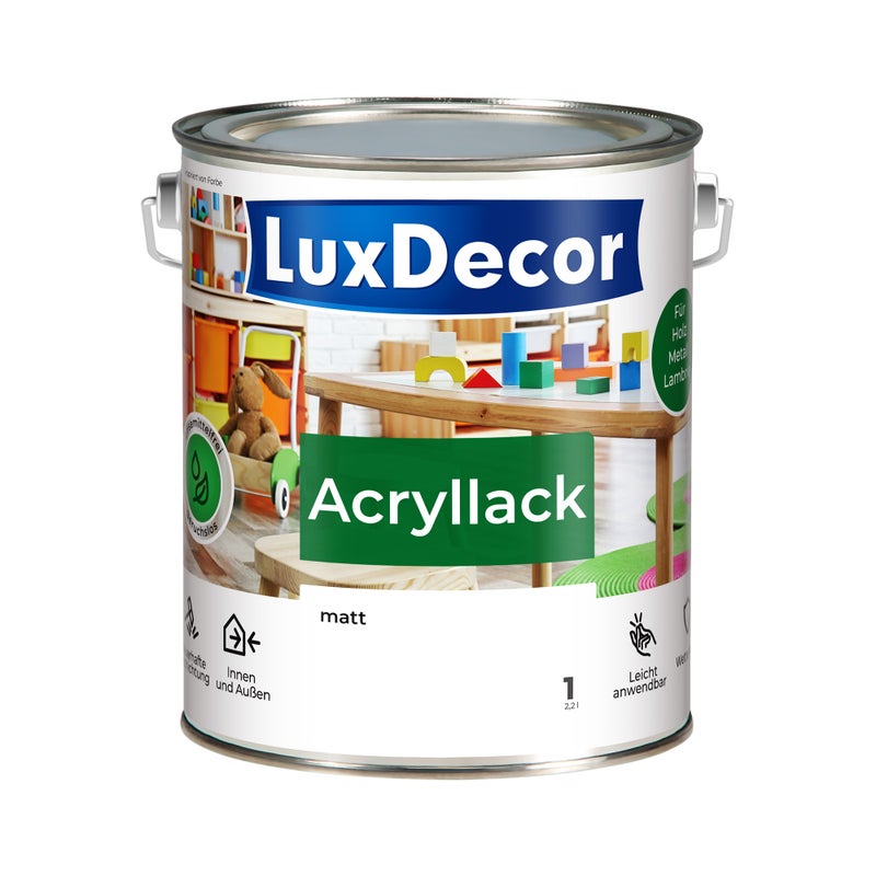 LUXDECOR Emalia akrylowa Lakier do metalu i drewna Mat (01) Schneeweiß 2,2 L