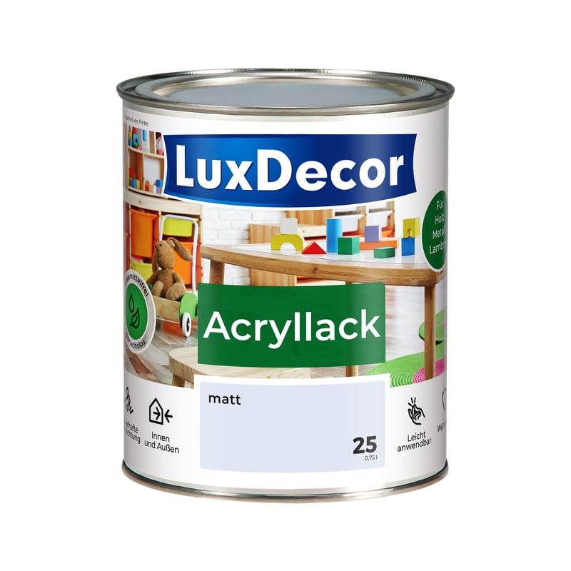 LUXDECOR Emalia akrylowa Lakier do metalu i drewna Mat (25) Violette Lichtung 0,75 L