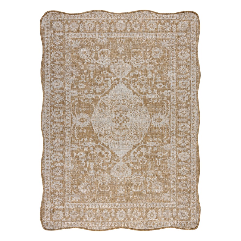 Dywan ORGANIC 2762 sizal Ornament, ramka naturalny / ecru - nowoczesny nieregularny kształt 133x190 cm