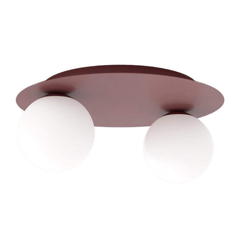 Lampa sufitowa szklane kule SOLAR burgundowo-biały 2xE14x10W metal wym:19x43x43cm IP20 Emibig