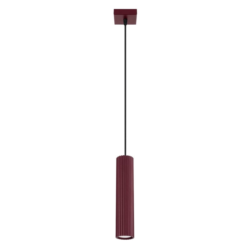 Lampa wisząca KARBON 1 burgund, minimalistyczny - 8x8x118cm Sollux