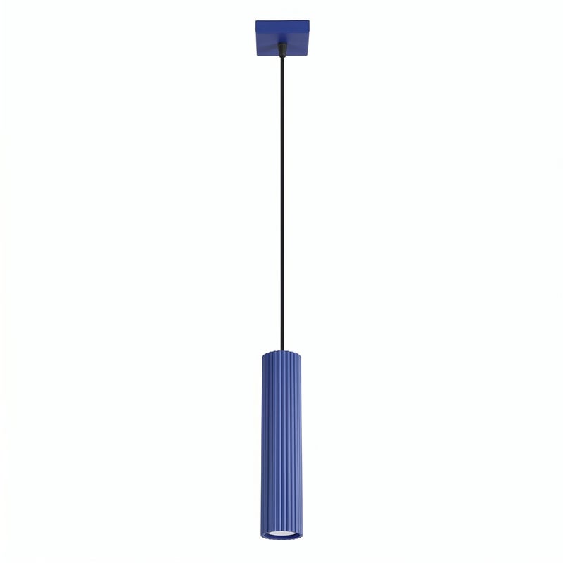 Lampa wisząca nowoczesna ultramarynowa ryflowana tuba 1xGU10 10W KARBON Sollux Lighting