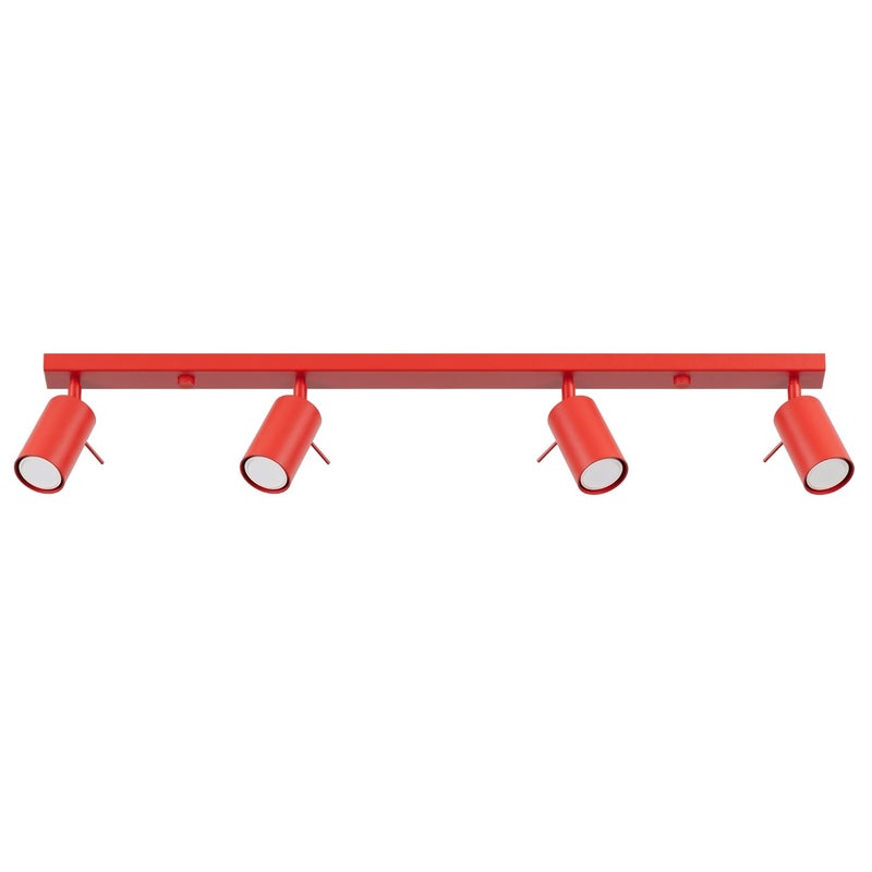 Lampa sufitowa nowoczesna czerwona listwa 80cm reflektorki 4xGU10 10W RING Sollux Lighting