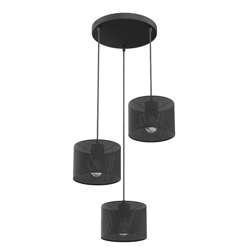 Lampa wisząca okrągła cylindryczne abażury LUX czarny 3xE27x15W metal wym:140x43x43cm IP20 Emibig