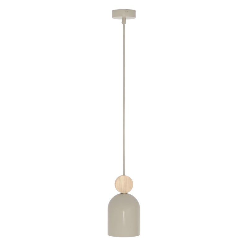 Lampa wisząca kopułowy klosz z drewnianym detalem MESI beżowy 1xGU10x8W metal wym:140x11x11cm IP20 Emibig
