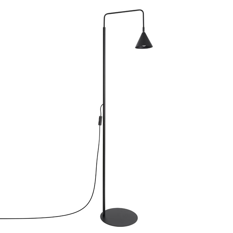 Lampa podłogowa minimalistyczna czarna ruchomy stożkowy klosz 1xE14 10W NOX Sollux Lighting