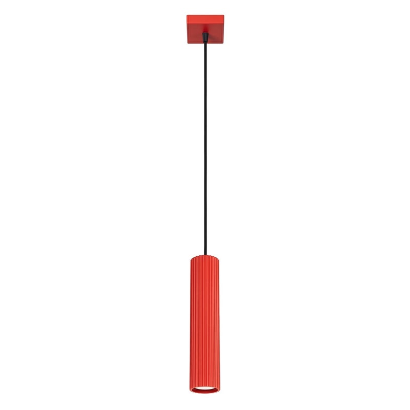 Lampa wisząca nowoczesna czerwona ryflowana tuba 1xGU10 10W KARBON Sollux Lighting