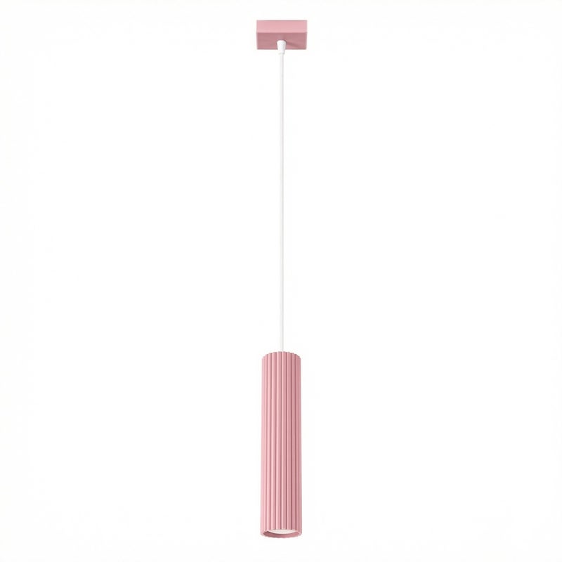 Lampa wisząca nowoczesna różowa ryflowana tuba 1xGU10 10W KARBON Sollux Lighting