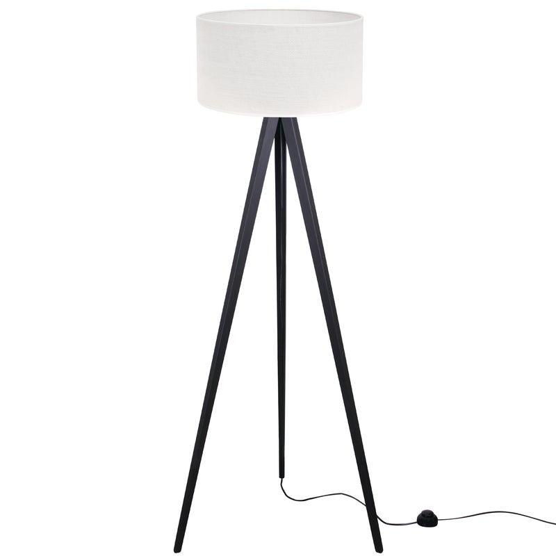 Lampa podłogowa stojąca Juta trójnóg czarny 1xE27 walec biały Light Home LH