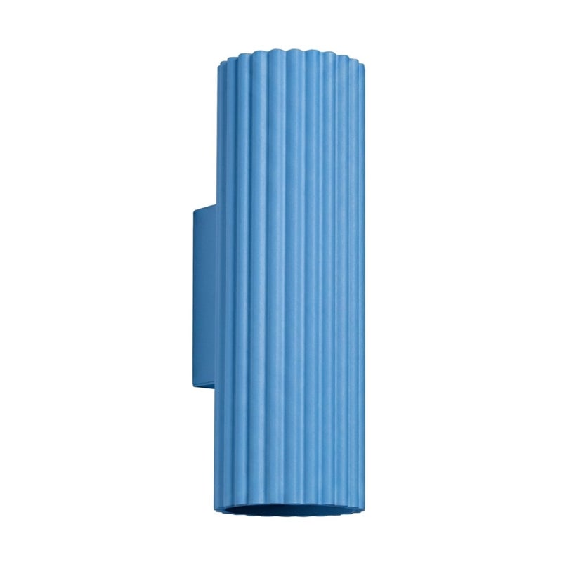 Kinkiet ścienny nowoczesny błękitny ryflowana tuba góra dół 2xGU10 10W KARBON Sollux Lighting
