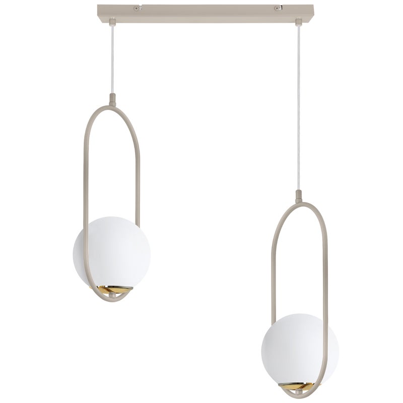 Lampa sufitowa wisząca Luna 2xE14 klosz biały kula kaszmir/złoty Light Home LH