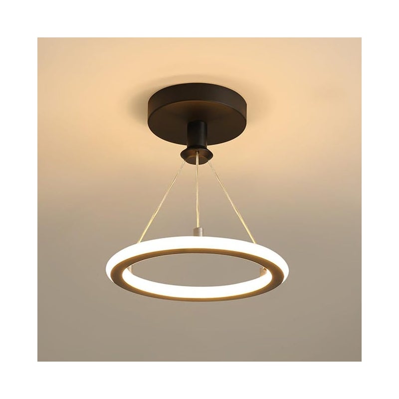 Nowoczesna lampa wisząca LED 19W, ściemnialna, 3 temperatury barwowe (3000K/4500K/6500K), idealna do jadalni lub salonu (czarna)