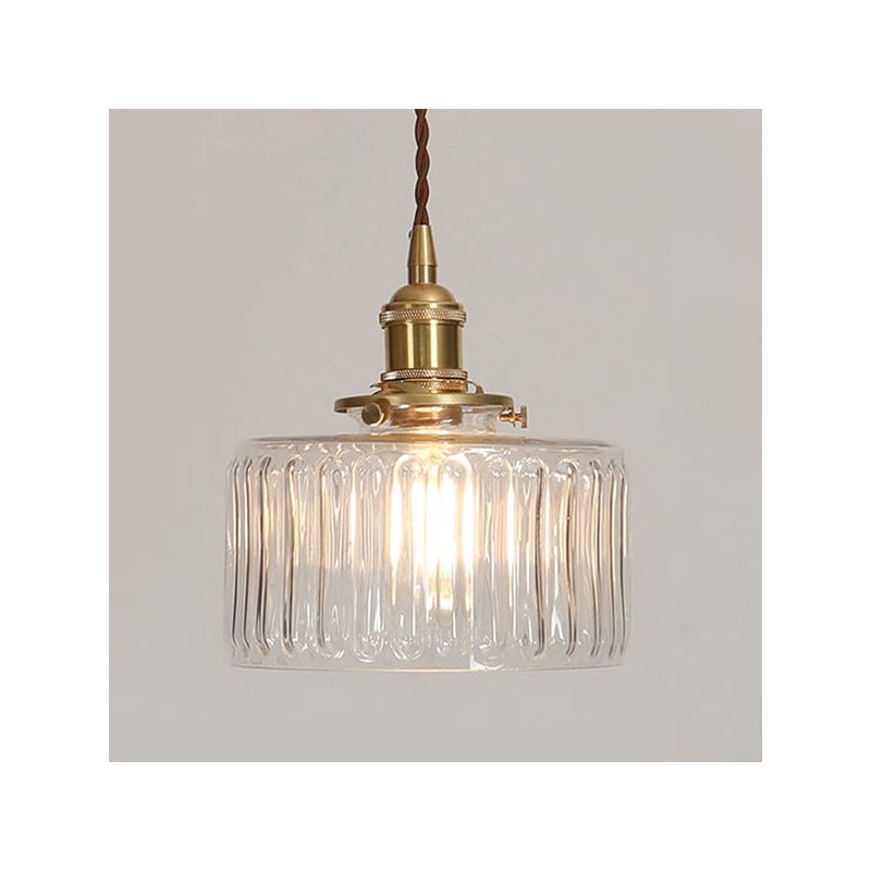 Lampa wisząca LED – żyrandol w stylu vintage industrial z mosiężną i szklaną ramą – regulowana wysokość – do salonu, biura, restauracji (żarówka nie