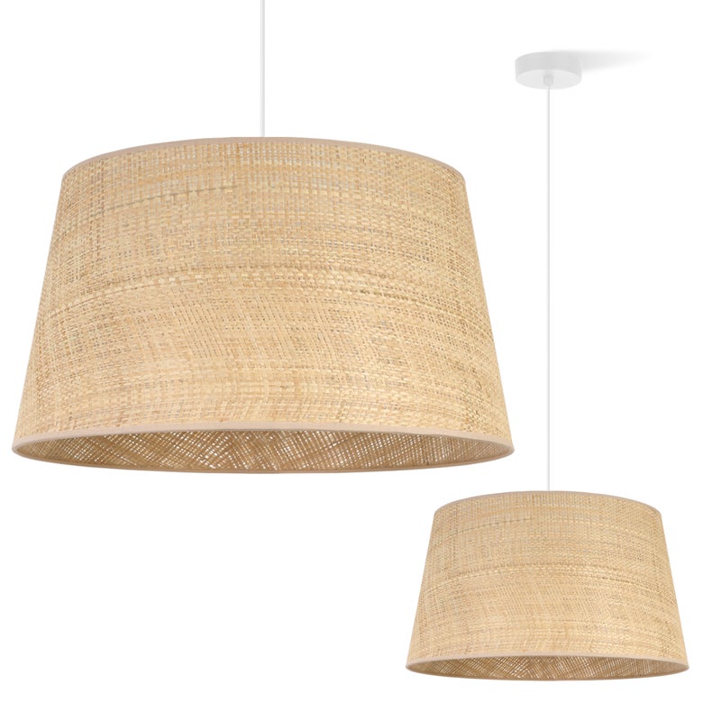 Lampa sufitowa wisząca Rattan biała 1xE27 abażur beżowy stożek 44cm Light Home LH