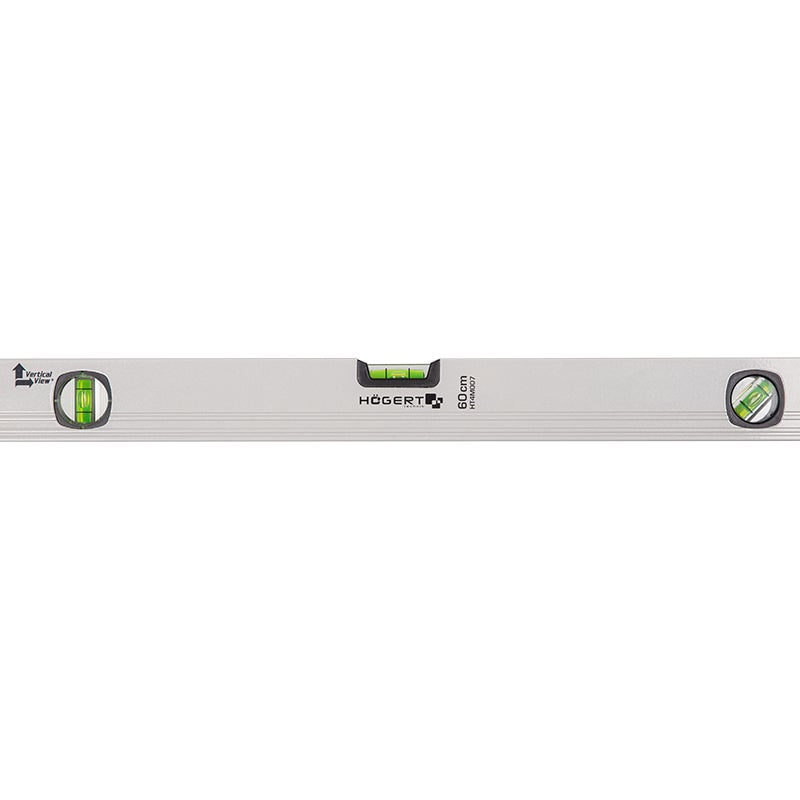 HÖGERT TECHNIK - Poziomnica aluminiowa 40cm, 3 libelki, widok pionowy, aluminium + wyściółka poliestrowa