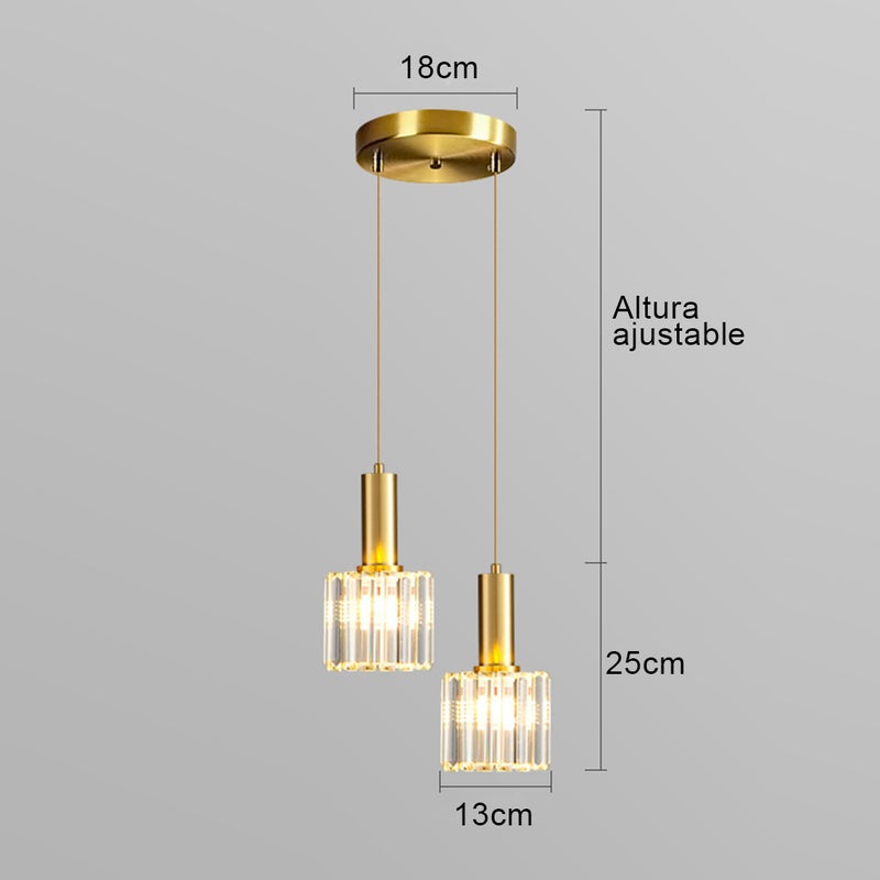 (Złoto, podwójna głowica lampy) Nowoczesna lampa wisząca, grube szklane oprawy, minimalistyczna lampa wisząca LED