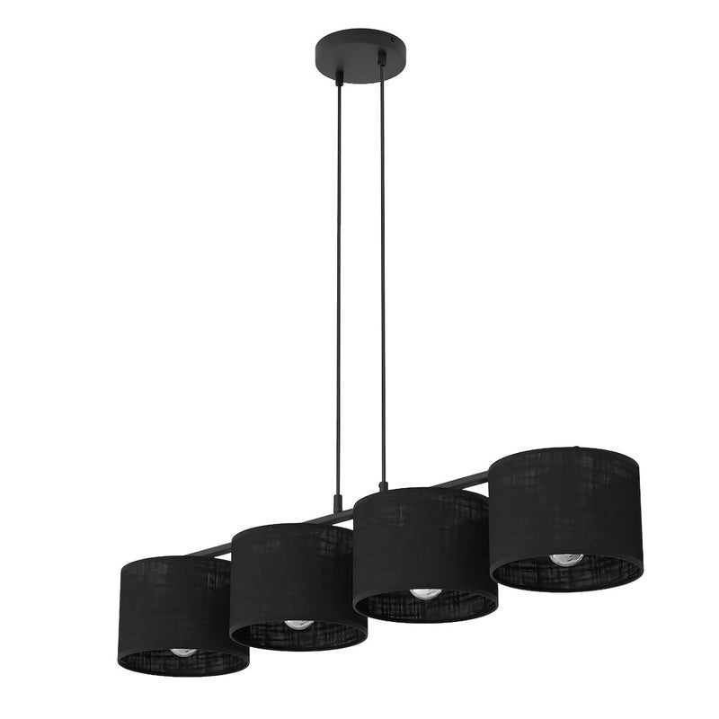 Lampa wisząca cylindryczne abażury ECO czarny 4xE27x15W metal wym:140x96x20cm IP20 Emibig