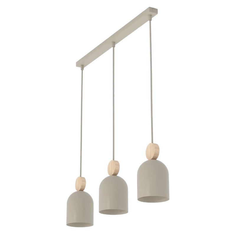 Lampa wisząca listwa owalne klosze z drewnianym detalem MESI beżowy 3xGU10x8W metal wym:140x66x11cm IP20 Emibig
