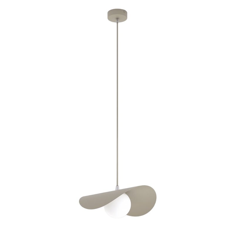 Lampa wisząca średni falisty klosz z kulą RITUAL beżowo-biały 1xG9x8W metal wym:140x30x30cm IP20 Emibig