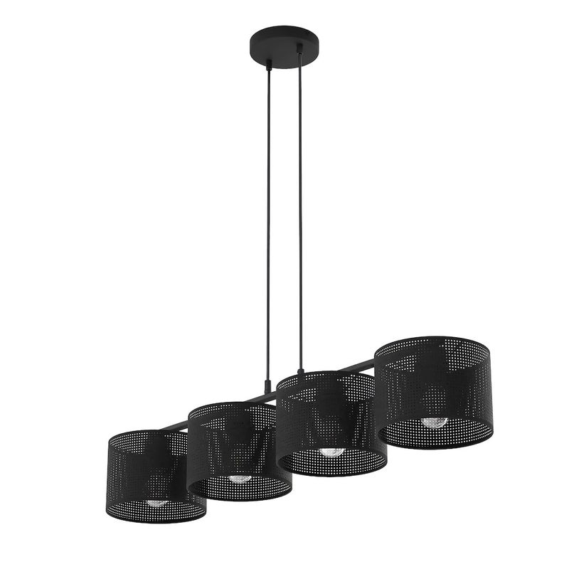 Lampa wisząca cylindryczne abażury LUX czarny 4xE27x15W metal wym:140x96x20cm IP20 Emibig