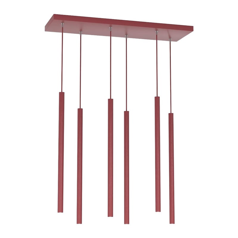 Lampa wisząca metalowe sople SELTER burgundowy 6xG9x8W metal wym:120x59x22cm IP20 Emibig