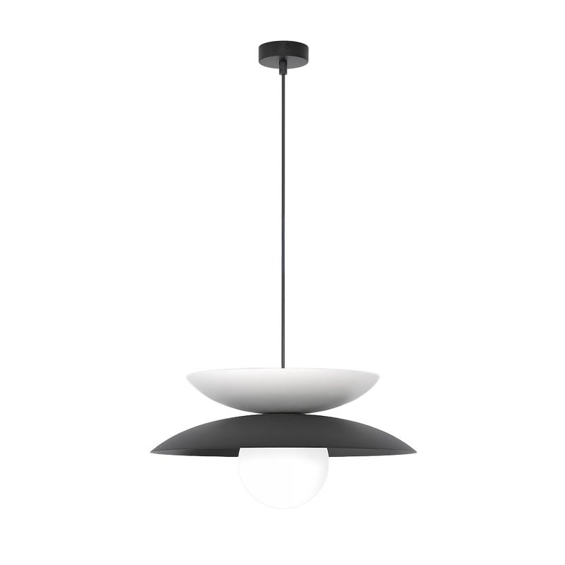Lampa wisząca warstwowe dyski z kulą NAGOYA czarno-biały 1xG9x8W metal wym:140x41x41cm IP20 Emibig