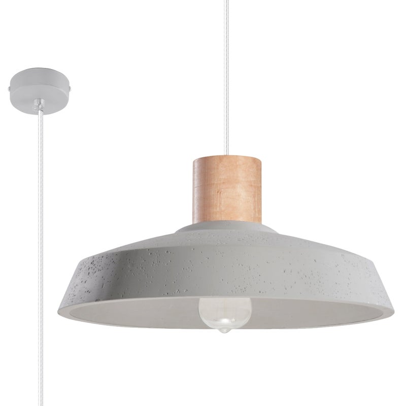 Lampa wisząca TALMA szaro-jasne drewno 1xE27x60W beton architektoniczny wym:100x40x40cm IP20 Pure Lume