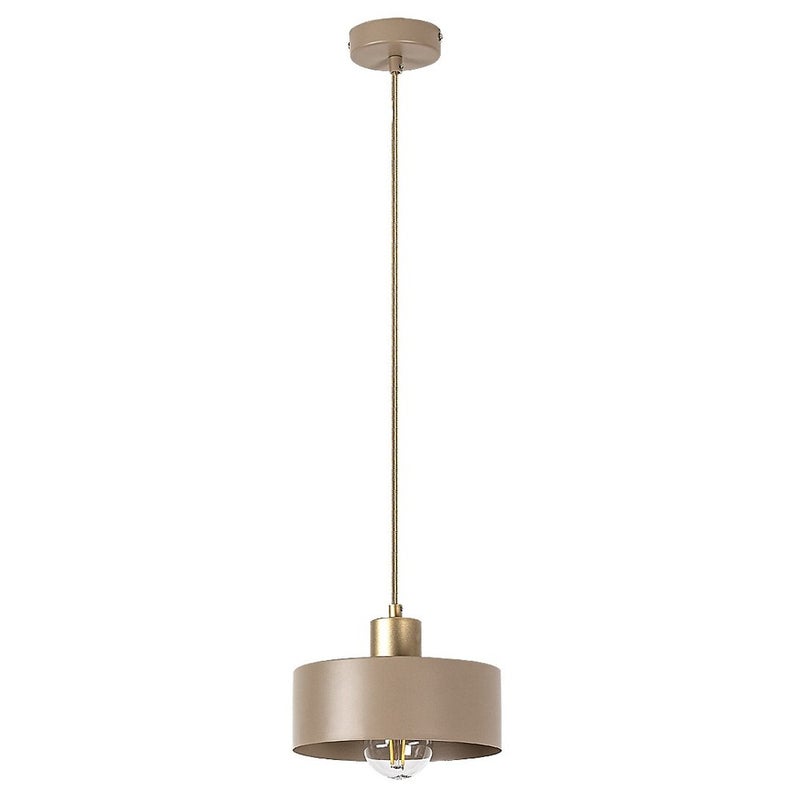 Lampa wisząca E27 Dysk Płaski Szary Beżowy Złoty Metal IP20 Ø210mm
