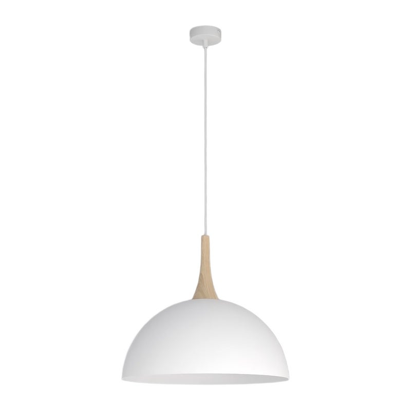 Lampa wisząca duża kopuła z drewnianym detalem NAUTICA biały 1xGX53x12W metal wym:140x40x40cm IP20 Emibig
