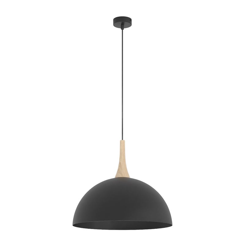 Lampa wisząca duża kopuła z drewnianym detalem NAUTICA czarny 1xGX53x12W metal wym:140x40x40cm IP20 Emibig