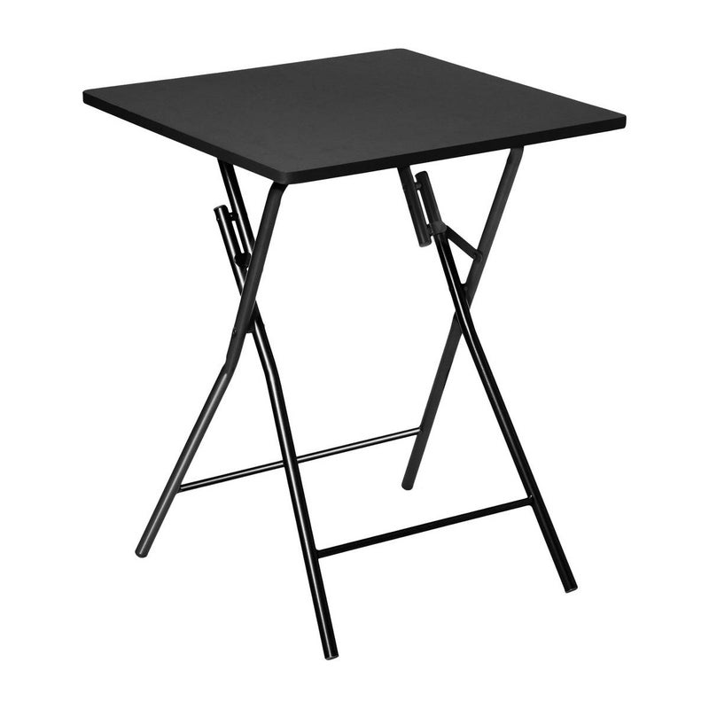 STÓŁ SKŁADANY 2-osobowy 60x60 cm czarny METALOWY blat z MDF