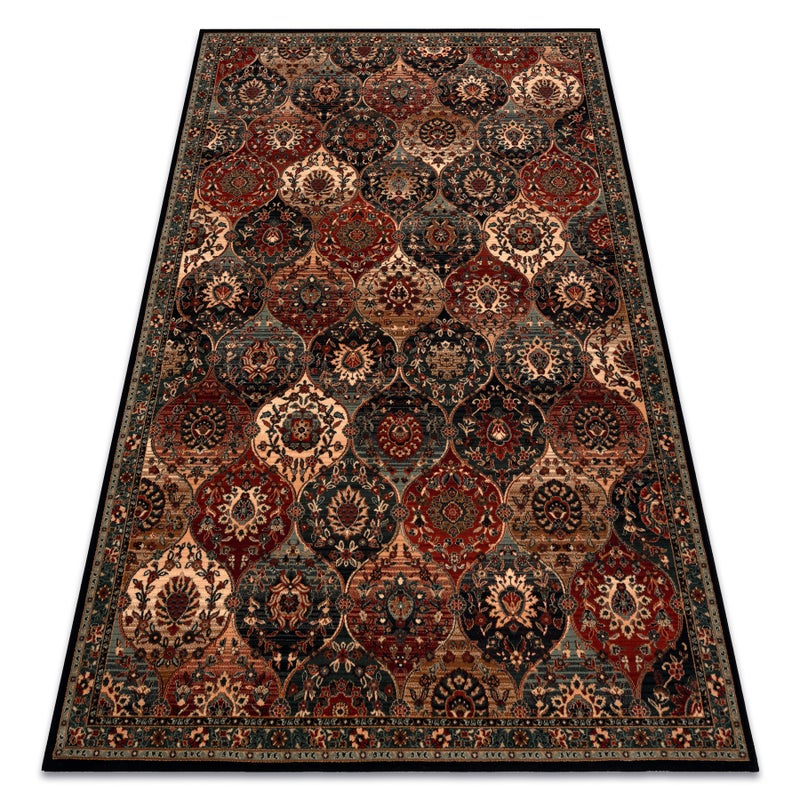 Dywan wełniany KASHQAI 4373 500 orientalny, koniczyna zielony / bordo 240x340 cm