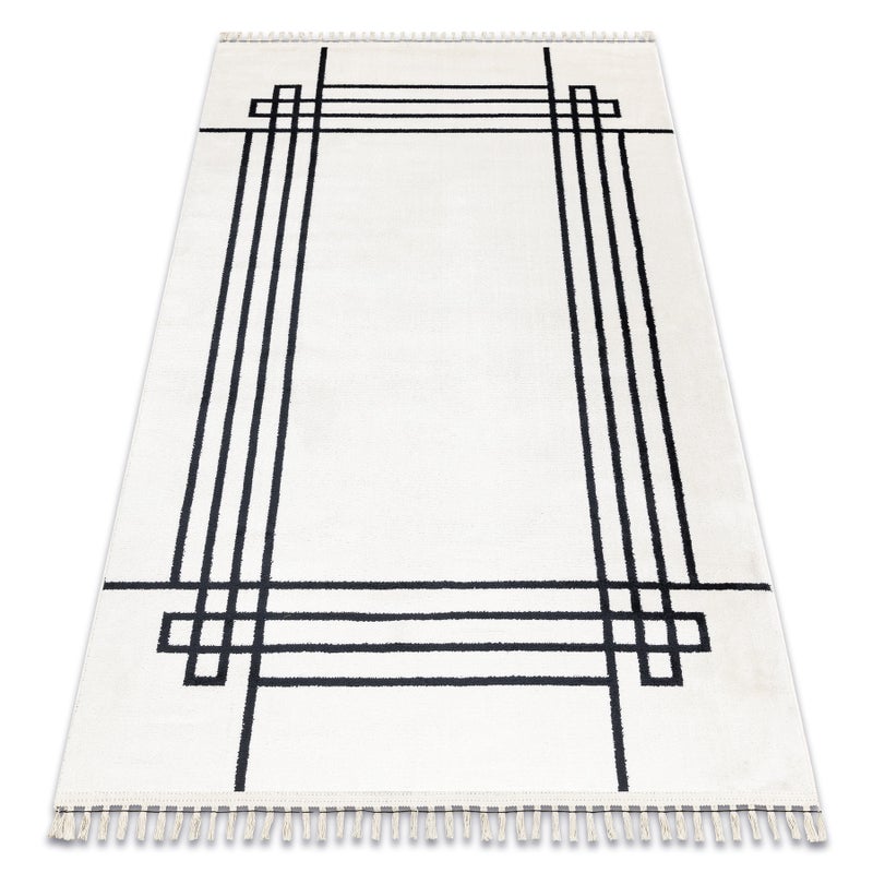 Dywan AMOUR 53096C krem - Ramka, linie nowoczesny, elegancki 78x150 cm