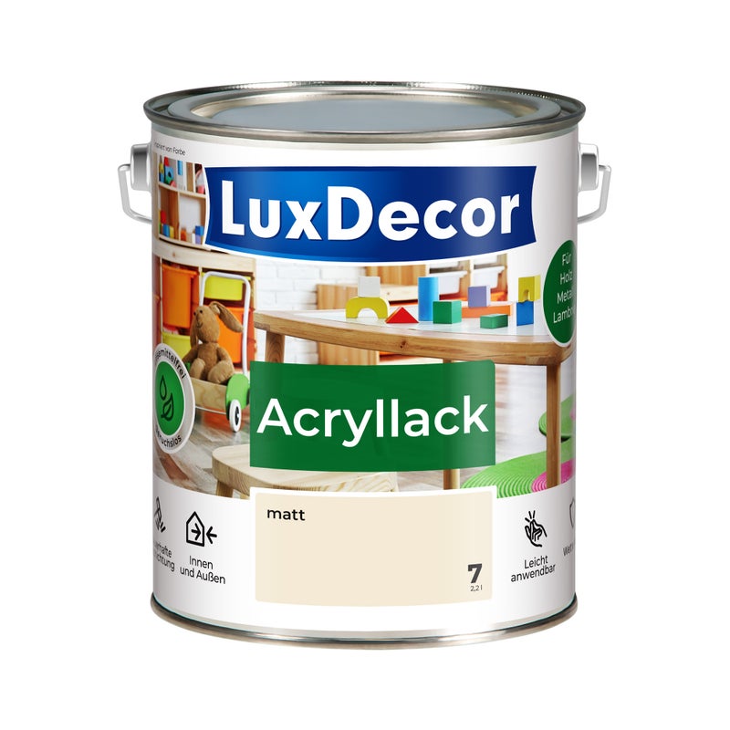 LUXDECOR Emalia akrylowa Lakier do metalu i drewna Mat (07) Vanillecreme 2,2 L