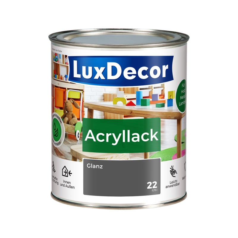 LUXDECOR Emalia akrylowa Lakier do metalu i drewna Połysk (22) Stille Dämmerung 0,75 L