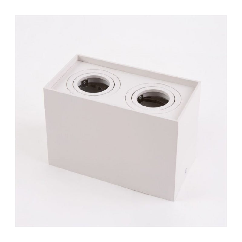Reflektor sufitowy spot natynkowy Spot prostokątny biały 2xGU10x35W wym: 12,5 x 18,5 x 9,5 cm aluminium Ecolight