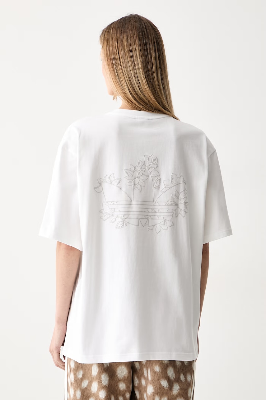 adidas Originals Floral T-shirt oversize bawełniany damski