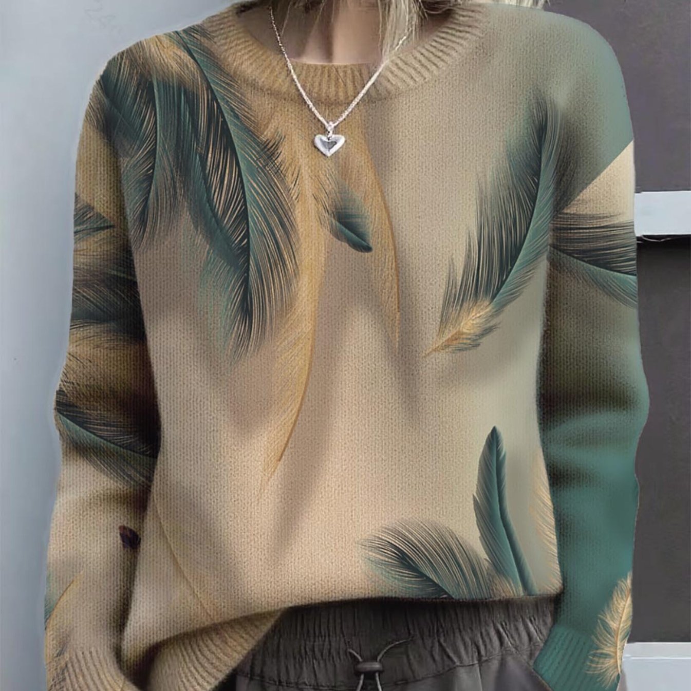 TEMU [Wzorowany Design – Bez Tekstury] Damski Sweter na Walentynki z Limitowanym Nadrukiem – Elegancki Pulower z Okrągłym Dekoltem, Wygodny Element