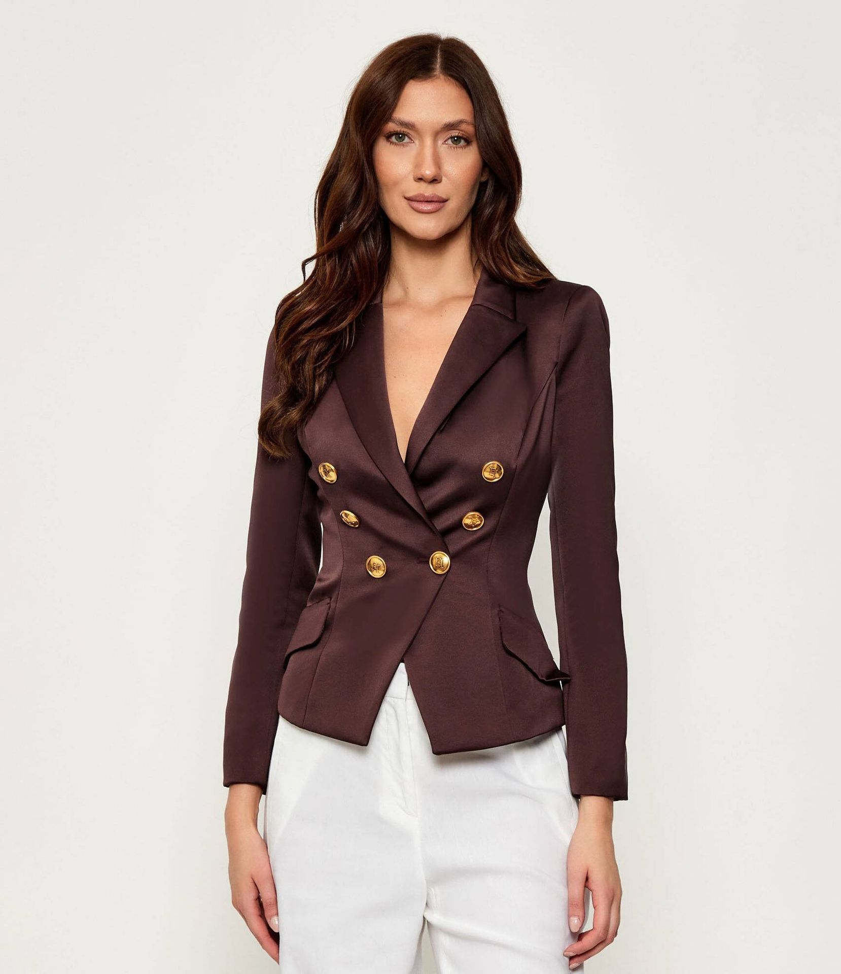 Elisabetta Franchi Satynowy żakiet Slim Fit