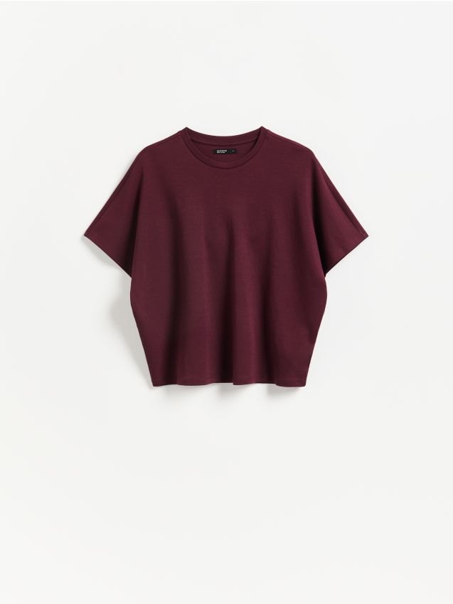 Reserved - T-shirt oversize - ciemnofioletowy