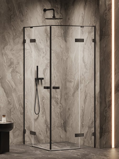 New Trendy Kabina prysznicowa prostokątna 120x90 cm czarny mat, zawiasy 180º AXJ-0414 Oxia Black