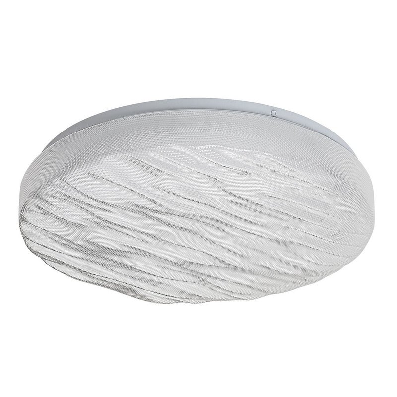 Plafon łazienkowy LED 24W 2100lm 4000K Okrągły Biały Szkło Tekstura Fale Metal IP44 Ø380mm