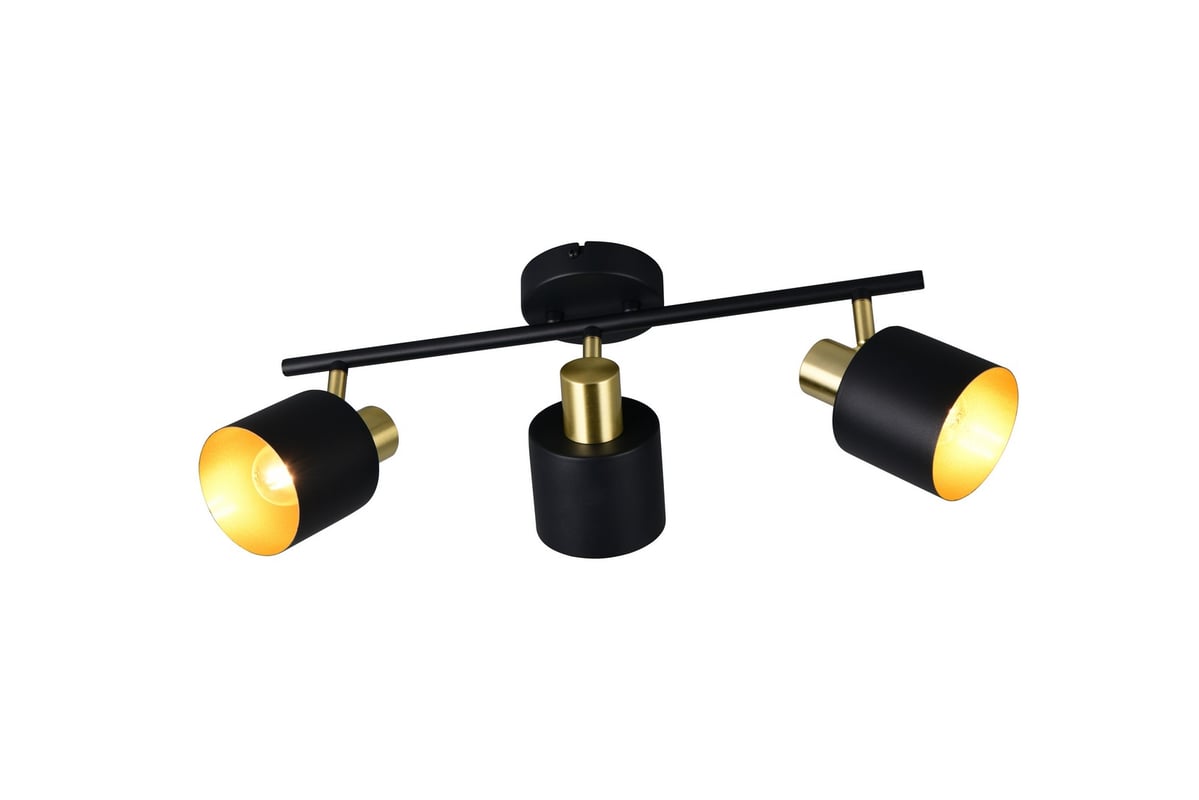 Reflektor cylindryczne klosze EVA czarno-złoty 3xE14x10W metal wym:19x53,5x10cm IP20 Trio