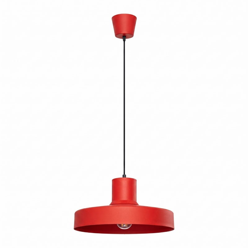 Lampa wisząca retro czerwona metalowy okrągły klosz 1xE27 15W BILO Sollux Lighting